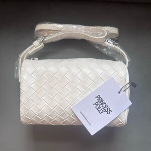Princess Polly Corlee Woven Faux Leather Cylinder Bag Cream